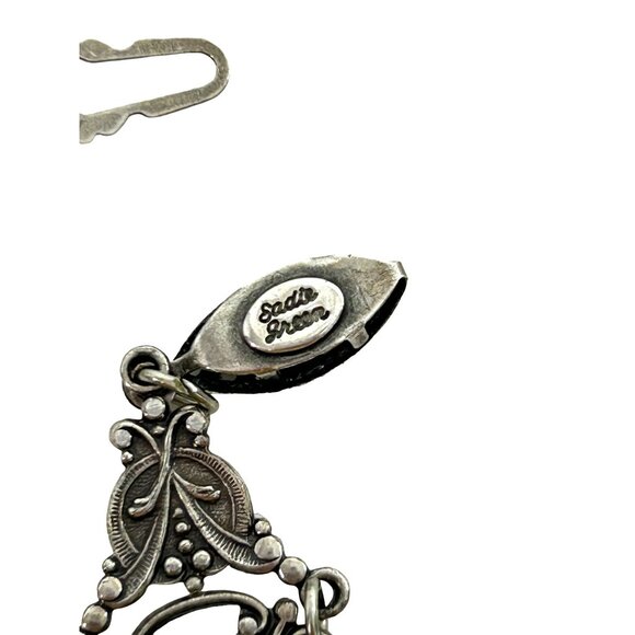 Sadie Green Vtg Bracelet Silver Tone Faux Amethyst Floral Filigree Panels Beads - Picture 11 of 16